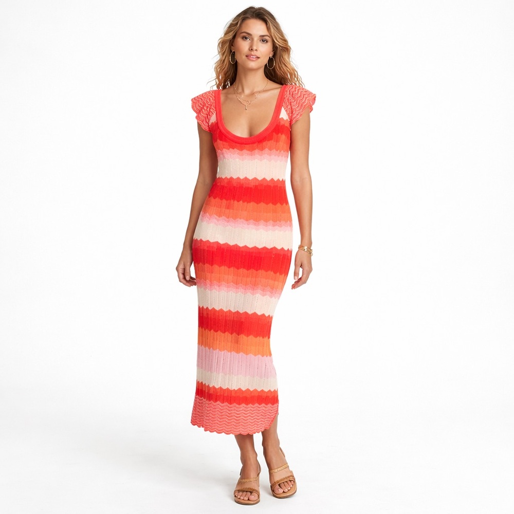 🆕Strut & Bolt Vibrant Striped Maxi Dress NWT